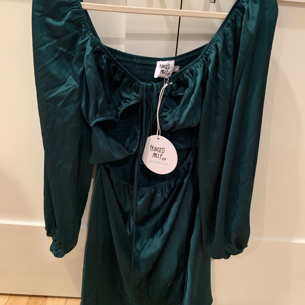 NWT Princess Polly Nakita Green Long Sleeve Dress - Picture 3 of 4